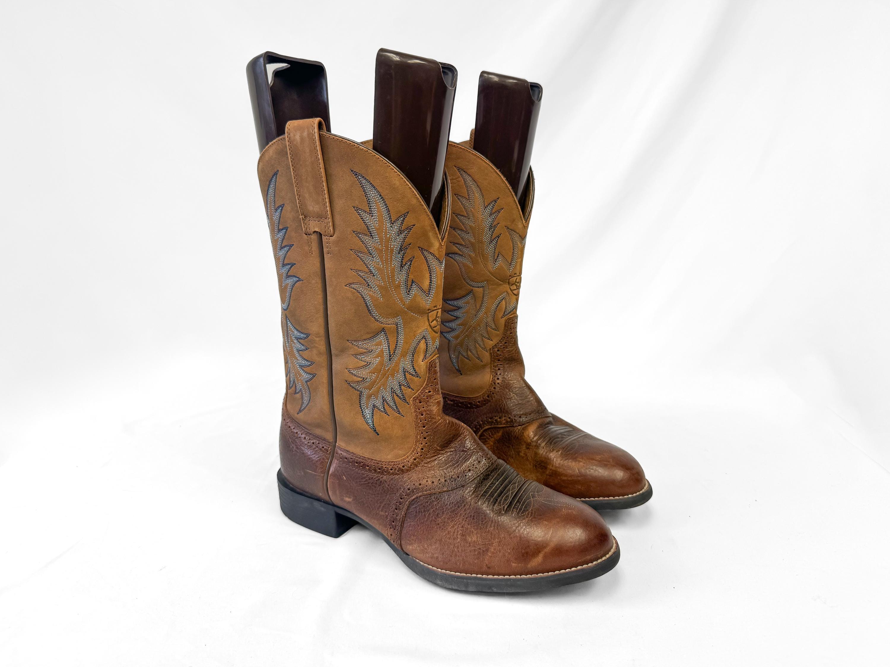 Mens Sz 8.5B Ariat Two24 Brown Leather Boots Lace Up Chelsea Elastic Side Panel Ariat Men main image 2