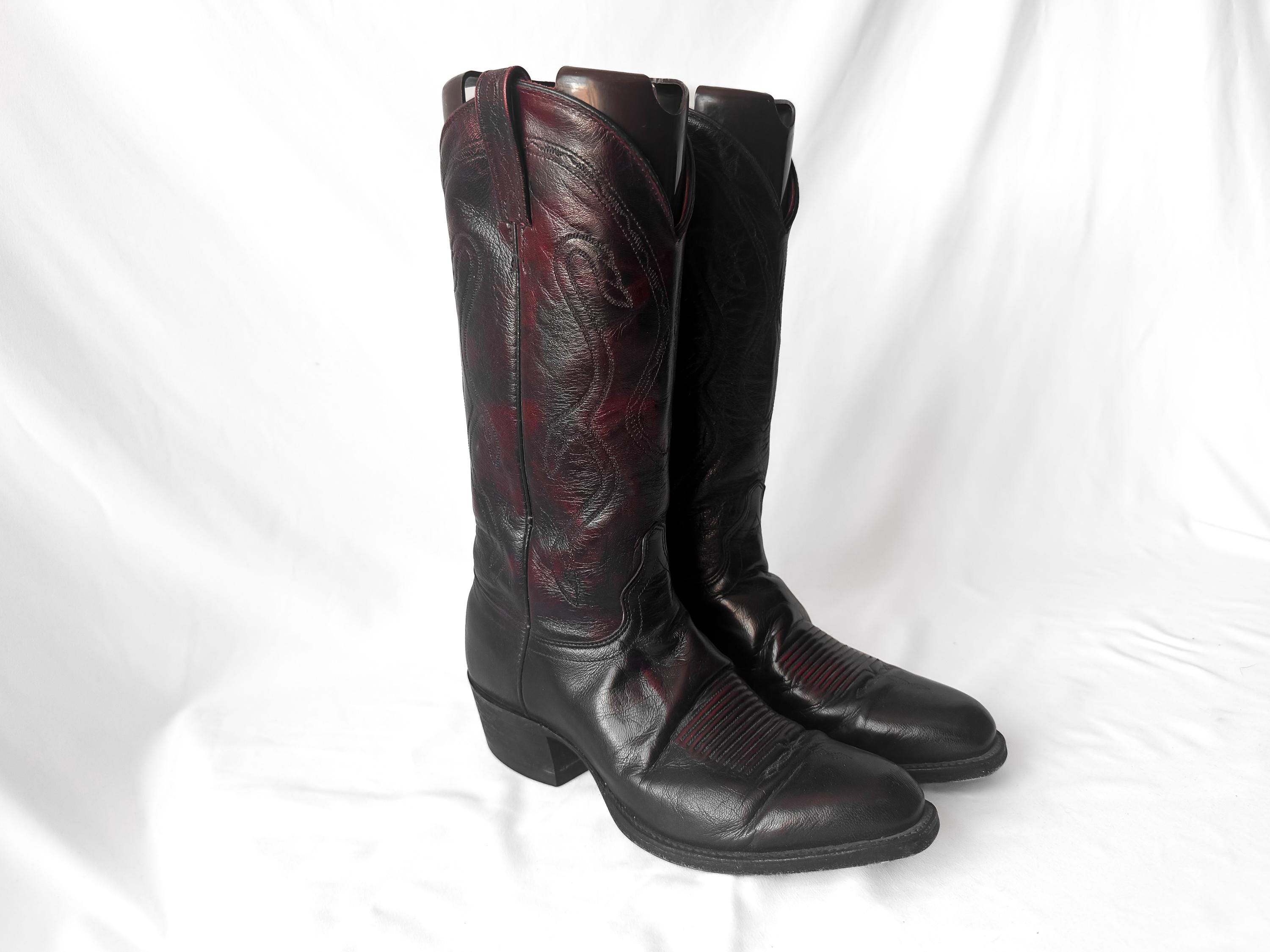 Cowboy Boots Mens Cherry Black - Etsy