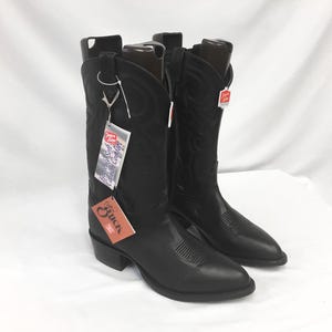 靴 vintage TONY LAMA western boots 8 black VTG Tony Lama Black Cherry Regal Leather Western Cowboy Boots Men