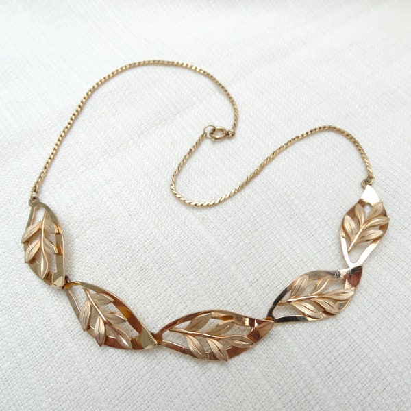 Vintage Van Dell 12K Gold Filled Leaf Necklace, Collectors Costume Jewelry