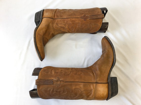 Vintage Lucchese Brown Leather Embroidered Cowboy… - image 1