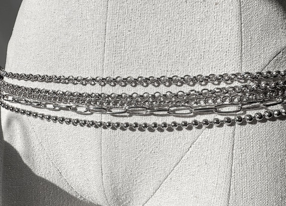Silver Five Chain Layered Adjustable Chain Link B… - image 2
