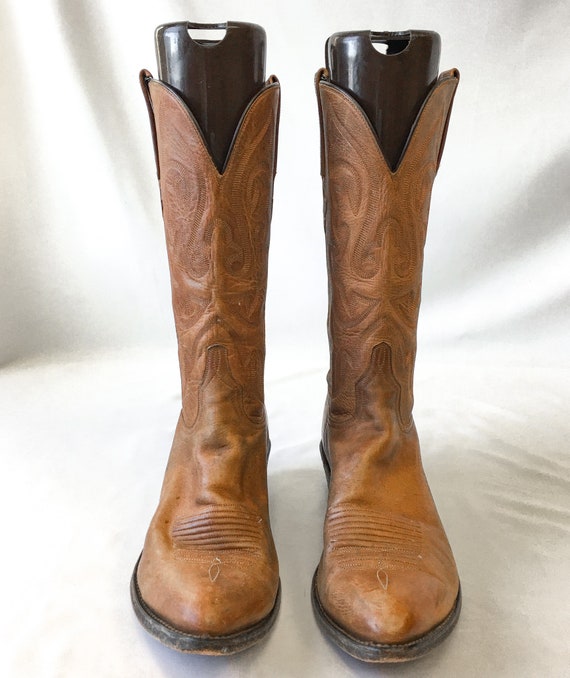 Vintage Lucchese Brown Leather Embroidered Cowboy… - image 3