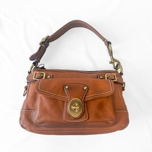 Y2K 00s Coach Legacy Leigh 65th Anniversary Cognac Brown Leather Turnlock Shoulder Bag, Style 11127
