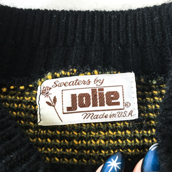 Vintage 80s Sweaters By Jolie Green and Yellow Ab… - image 7