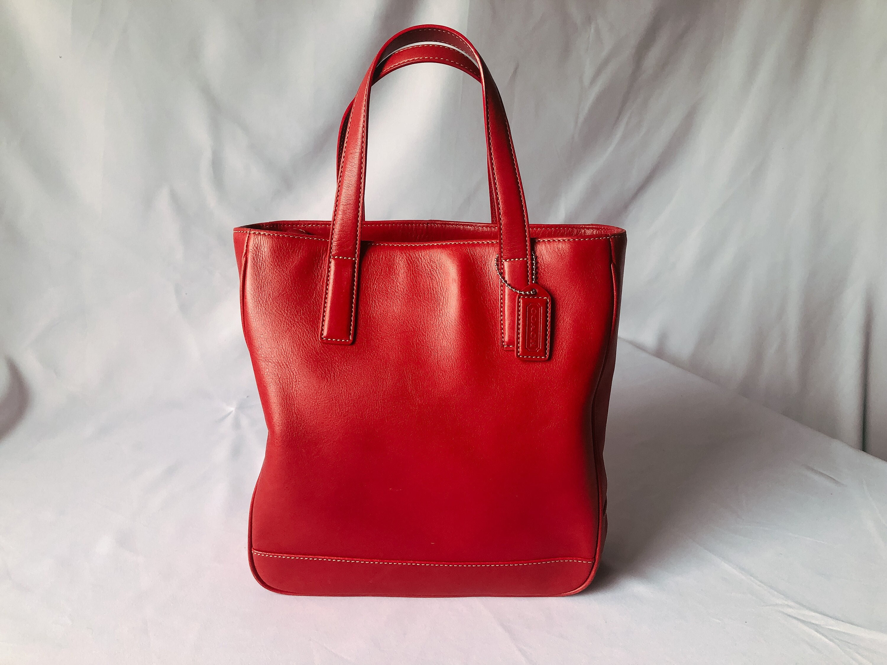 Vintage COACH Hampton Leather Shopper Tote, Red Legacy Tote