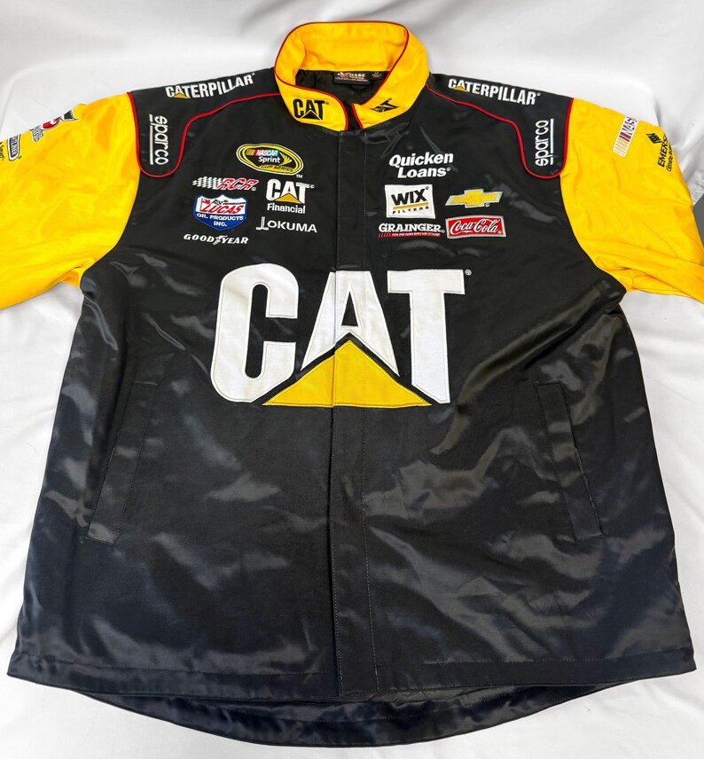 Chase Authentics Caterpillar Yellow Black Racing Jacket, Men's Sz. L, Vintage NASCAR Unisex Racing Jacket bild 2