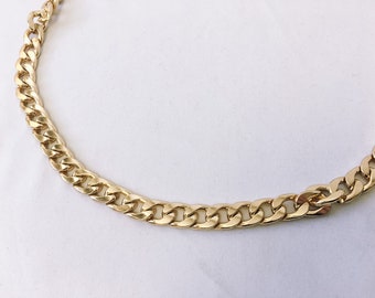 Vintage Gold Toned Metal Cuban Chain Link Belt