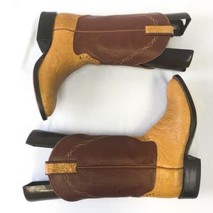 Vintage Hondo Two-Toned Brown Embroidered Cowboy Boots, Style #8902, Men&#39;s Sz. 8D, Vintage Western Boots