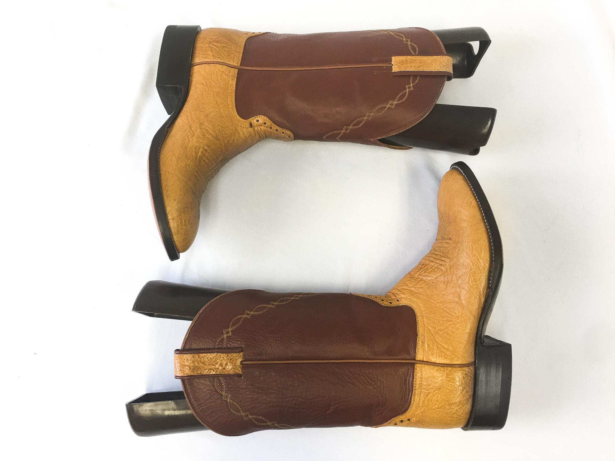 Vintage Hondo Two-toned Brown Embroidered Cowboy Boots