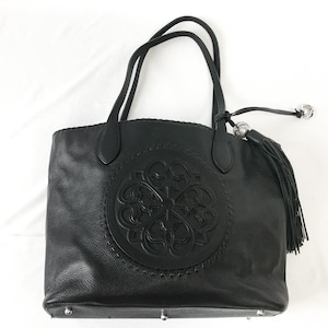 Bolso tote grande de cuero negro Brighton Gabriella de inspiración vintage, estilo western.