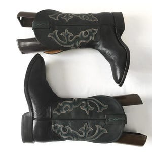 Vintage Tony Lama Leather Black and Gray Style #7939 Cowboy Boots, Men&#39;s Sz. 8.5D, Vintage Western Boots