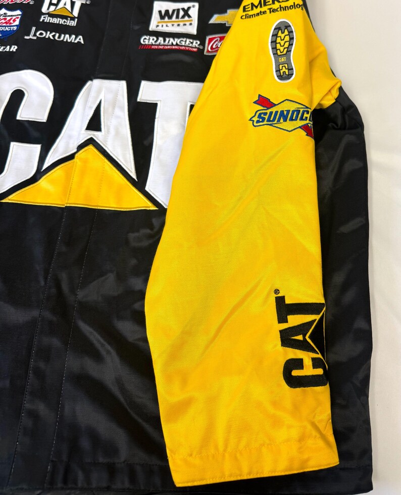 Chase Authentics Caterpillar Yellow Black Racing Jacket, Men's Sz. L, Vintage NASCAR Unisex Racing Jacket bild 5