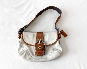 Y2K 00s Coach Off-White Cream Brown Soho Leather Shoulder Bag, Style 10188