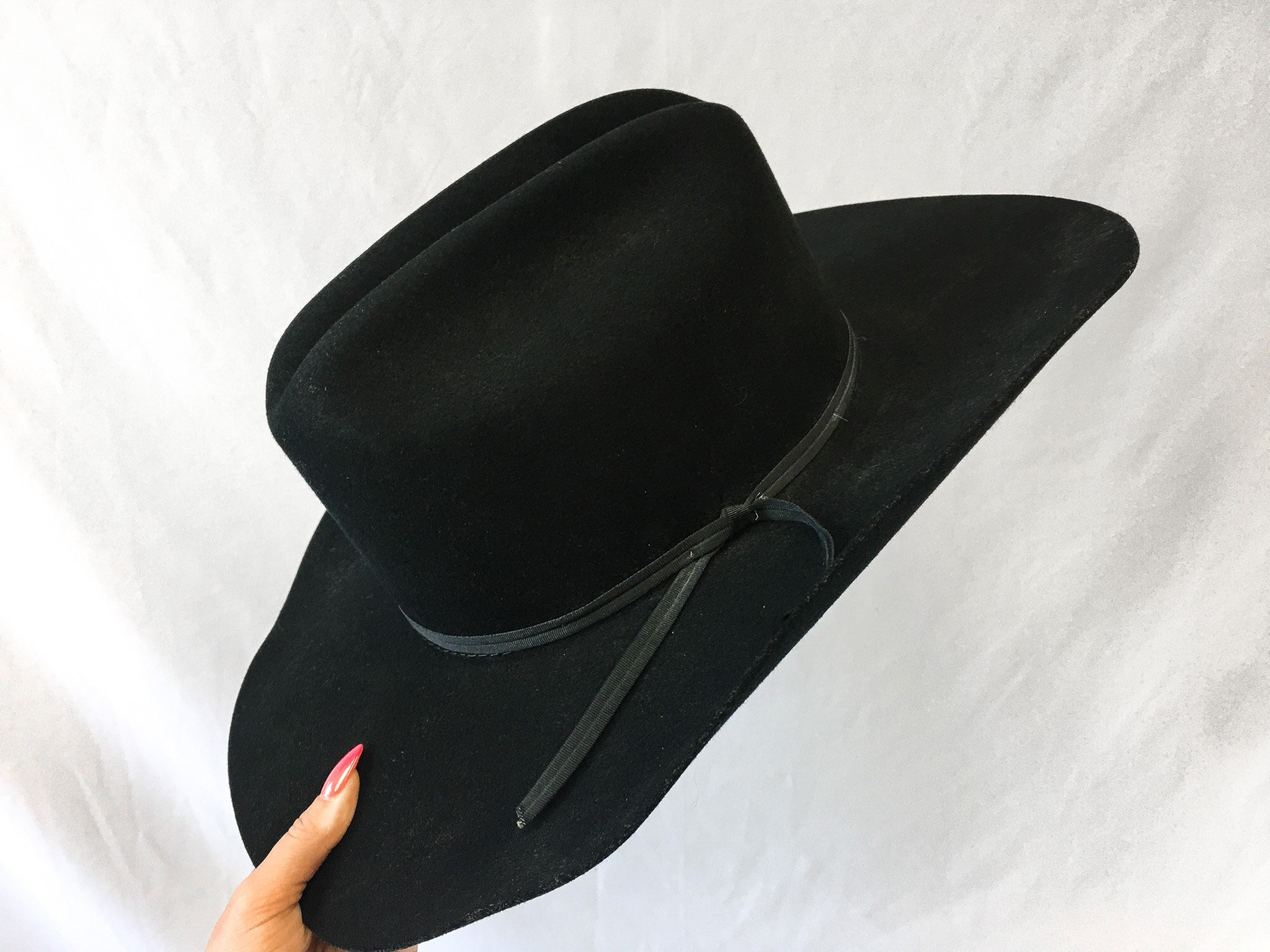 Vintage Bailey's Black 2X Fur Blend Cowboy Hat, Sz. 6 7/8