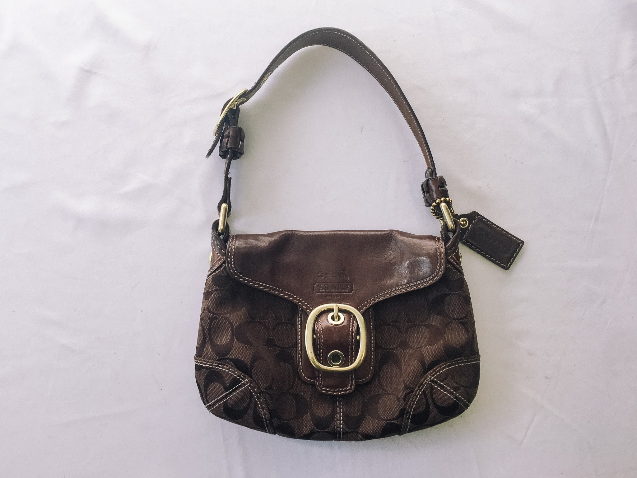 Vintage COACH Brown Bleeker Hobo Signature 'C' Canvas Shoulder Bag