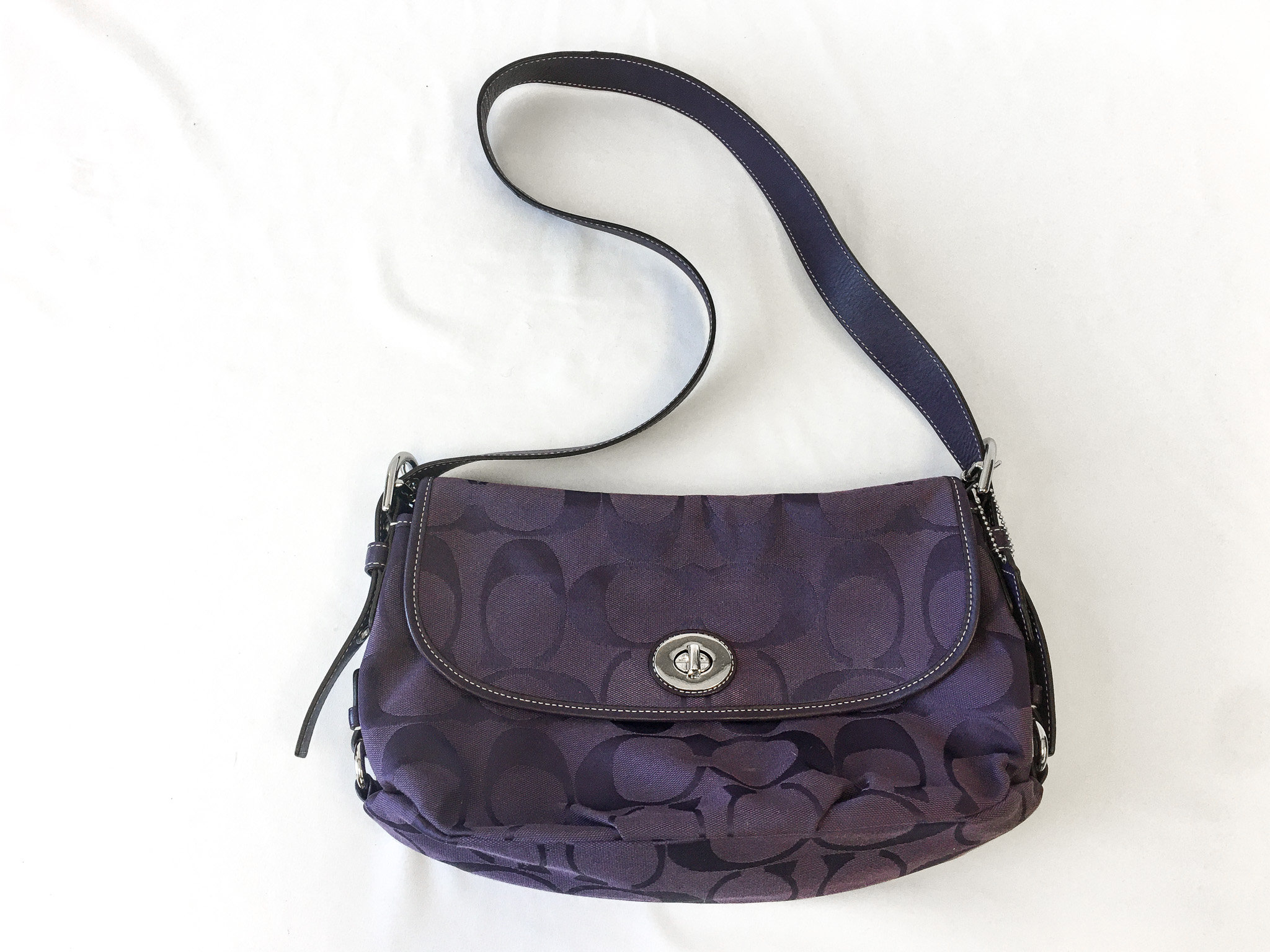 バッグ COACH archive coach Canvas hand bag y2k Vintage 00s COACH Purple Canvas Signature 