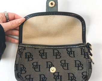 Vintage 90s Dooney and Bourke Black and Gray Canvas Monogram