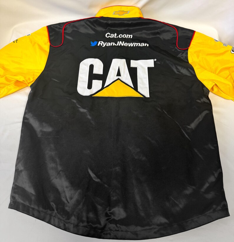Chase Authentics Caterpillar Yellow Black Racing Jacket, Men's Sz. L, Vintage NASCAR Unisex Racing Jacket bild 6