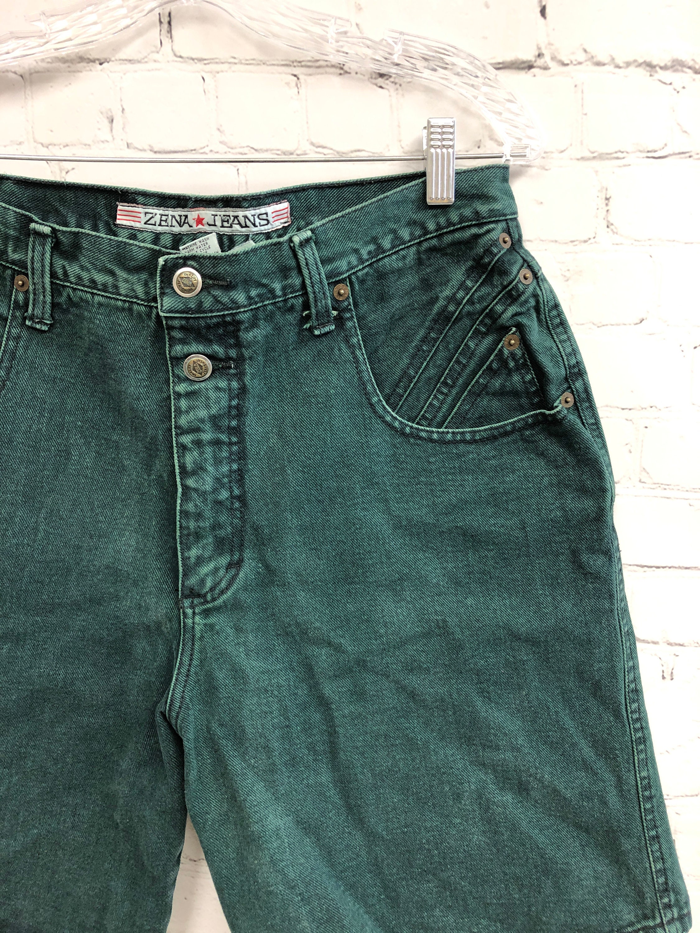 Vintage 80s/90s ZENA JEANS Forest Green Stone Wash Green | Etsy
