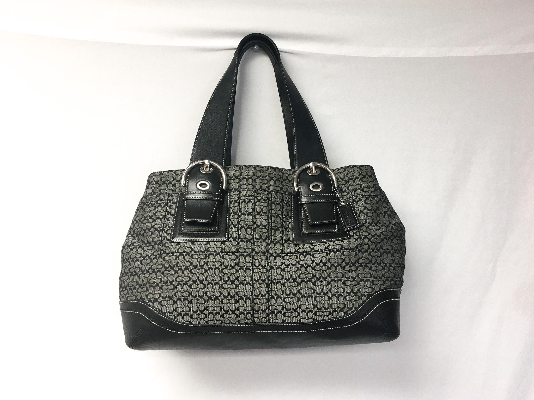 Y2K Coach Black/gray Signature C Monogram Canvas Leather Shoulder 
