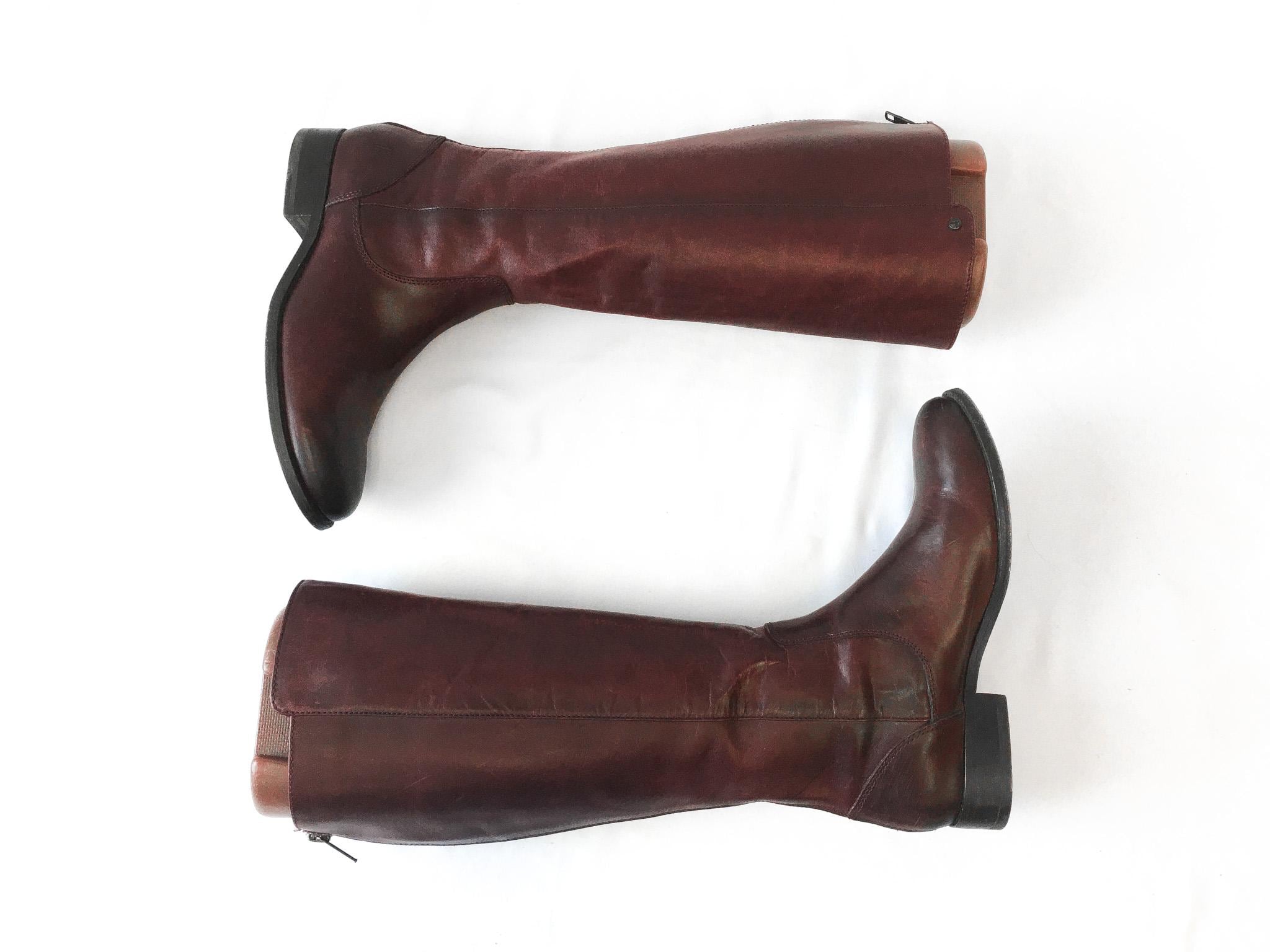 Vintage Frye Redwood Tall Leather Zip-Back Knee High Boots, Style #4015, Sz. 6B, Vintage Western Riding Knee High Boots