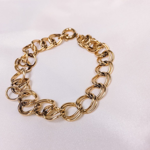 Vintage 12k Gold Filled Thin Chain Link Bracelet, Vintage Dainty Gold Filled Jewelry