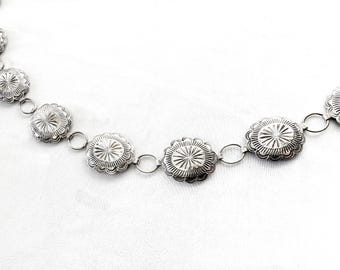 Vintage Style Silver Small Concho Chain Belt Amztown Western Belts for Women, Vintage Leather Belts Boho  main image 3