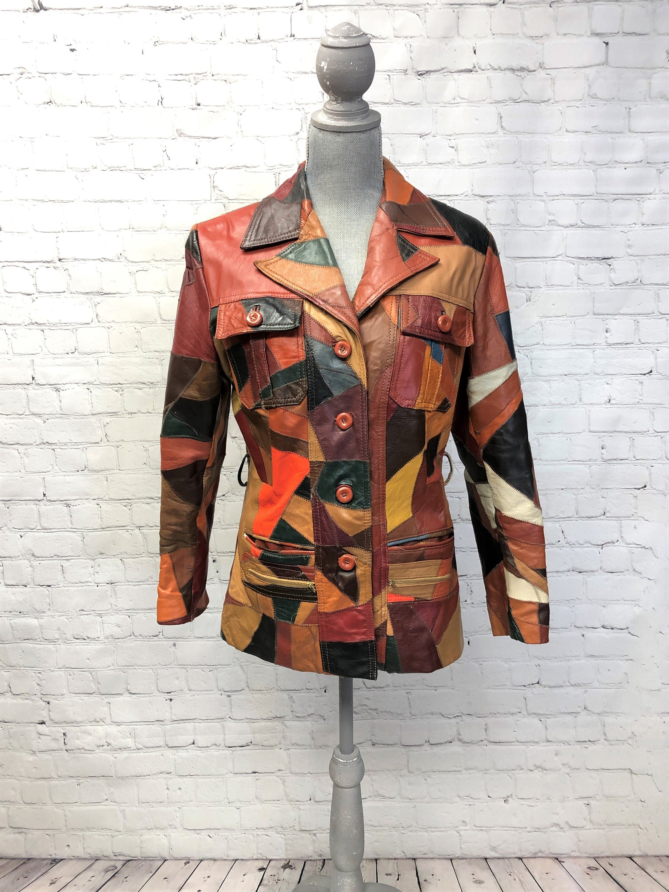 Vintage 60s 70s Dav Mark patchwork leather jacket women’s 8 Rare - www ...