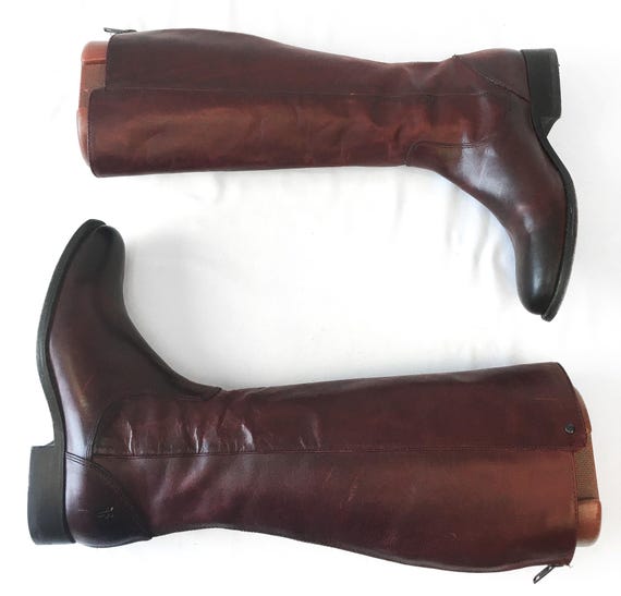Vintage Frye Redwood Tall Leather Zip-Back Knee High Boots, Style #4015, Sz. 6B, Vintage Western Riding Knee High Boots