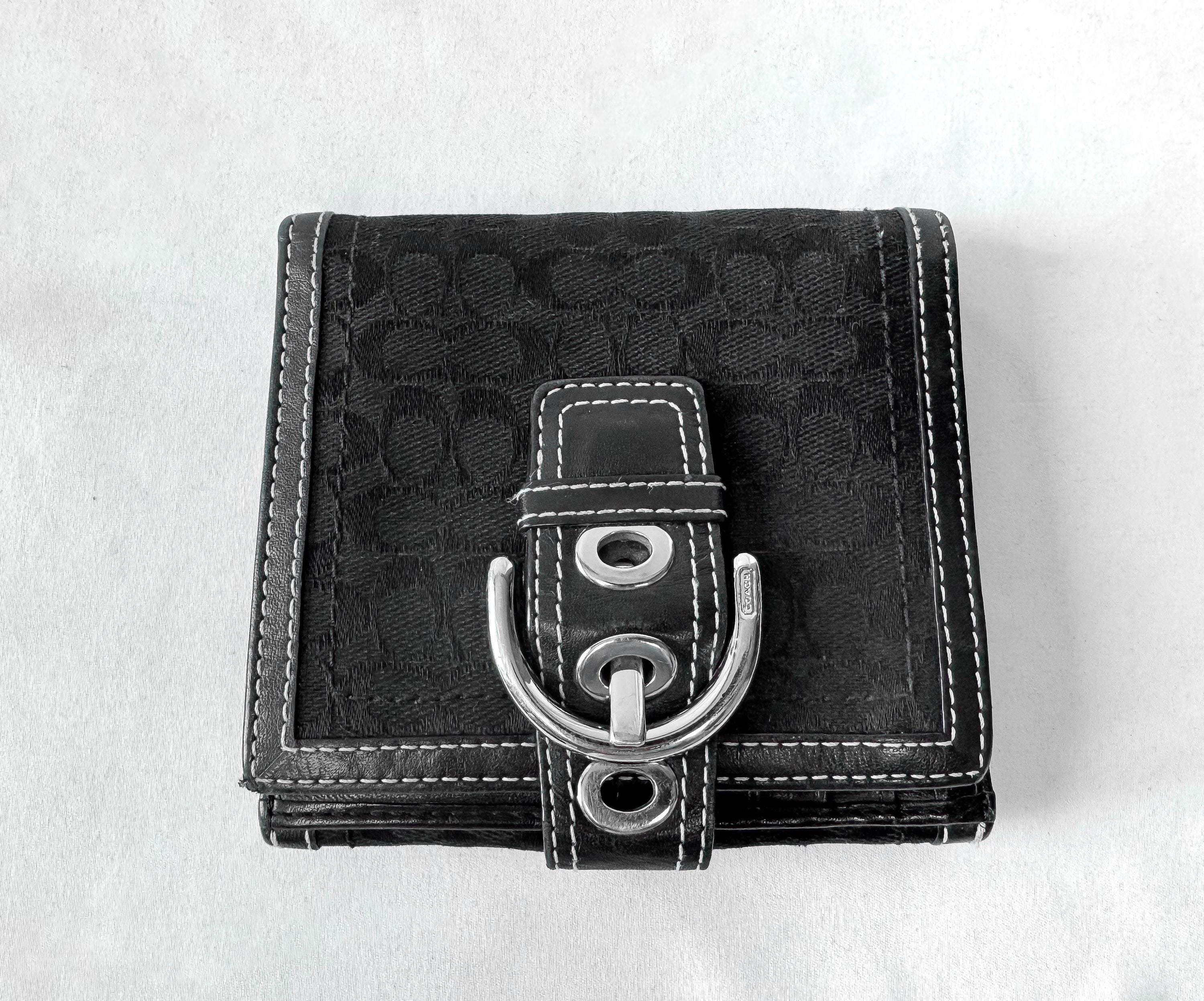 小物 Coach Wallet Leather Soho Black, Y2K Y2K Vintage Coach Soho Signature Buckle Black Canvas Leather