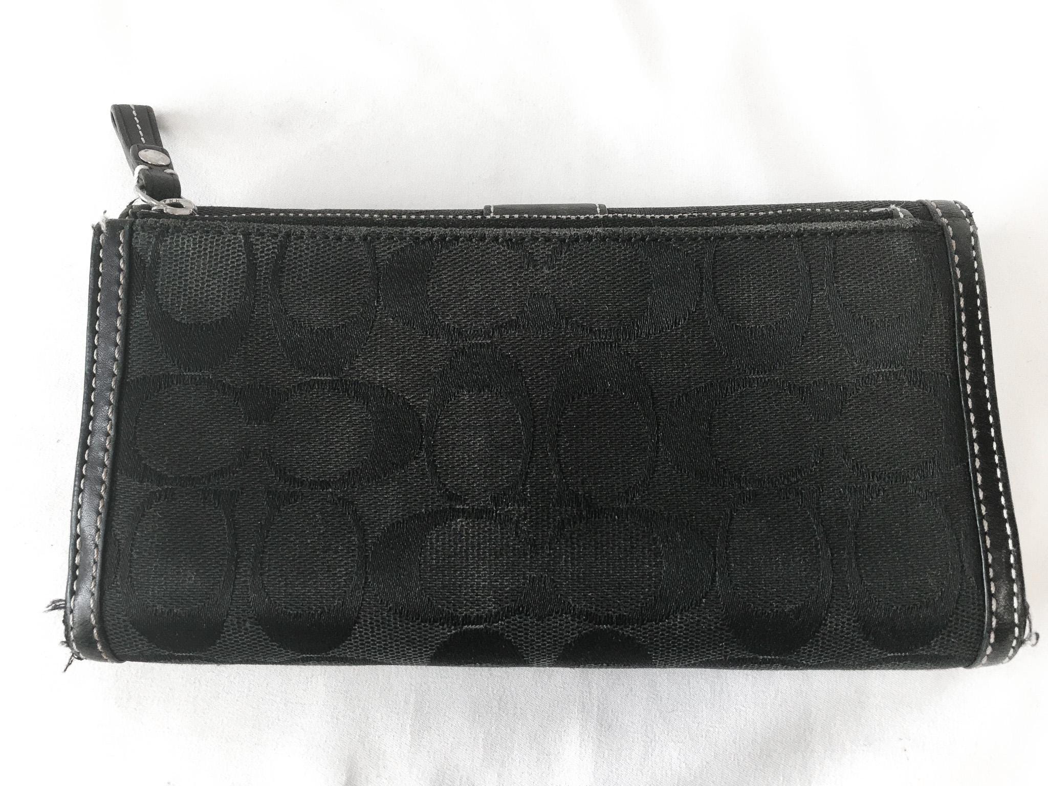 Vintage Coach Leather Wristlet Pouch Black Coin Purse Clutch