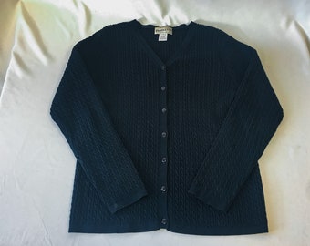 Vintage 90s Pendleton Navy Blue Button Down Cable Knit Cardigan, Sz. M, 1990s Pendleton Cardigan Sweater