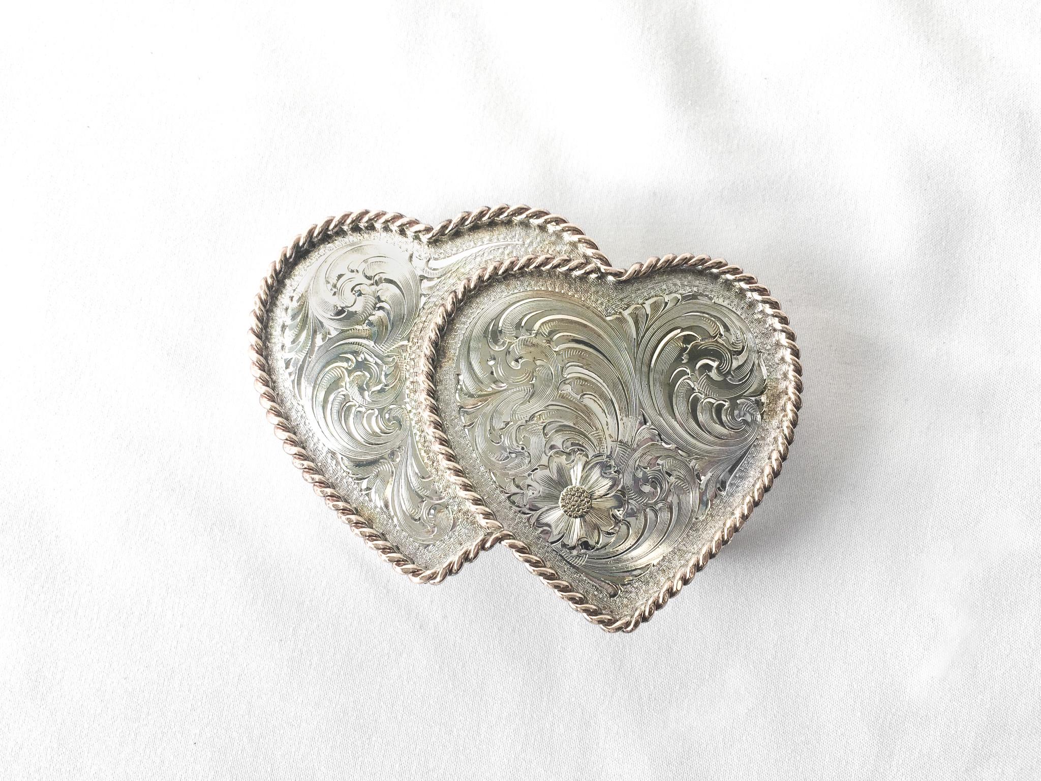 Vintage Montana Silversmiths Double Heart Gold Toned 