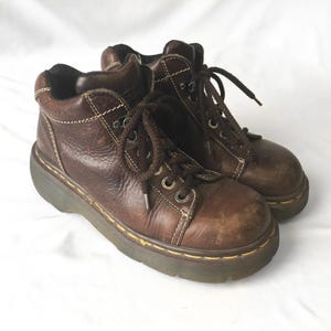 Vintage Dr. Martens 8542 Brown Leather Chunky Platform Boots, Women&#39;s Sz. 6, Made in England