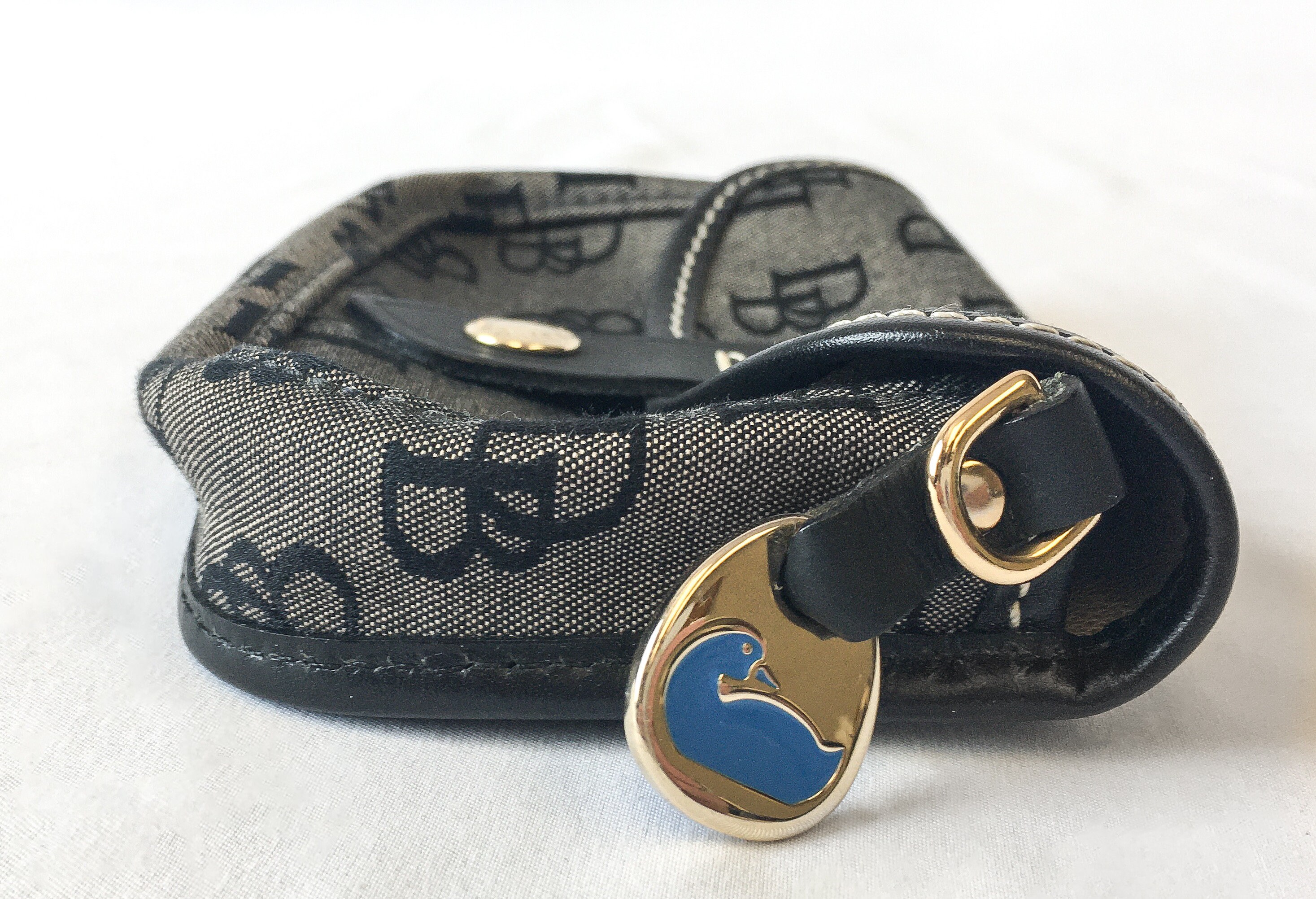 Vintage 90s Dooney and Bourke Black and Gray Canvas Monogram