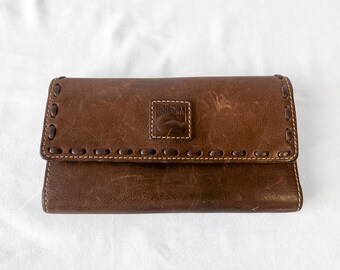 Dooney and Bourke Brown Florentine Whipstitch Continental Leather Wallet