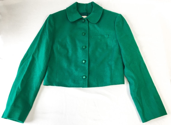 Vintage 80s Pendleton Wool Green Blazer, 1980s 10… - image 1