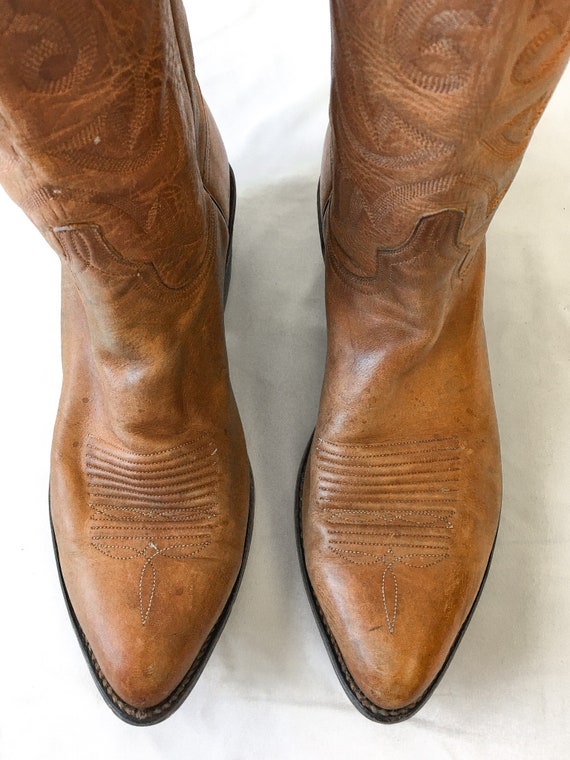 Vintage Lucchese Brown Leather Embroidered Cowboy… - image 4