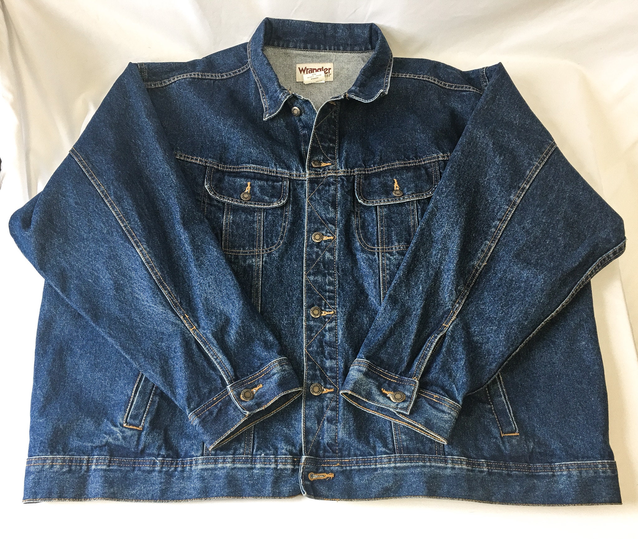 Vintage 90s Wrangler Dark Wash Denim Jacket, Sz. 4X, Vintage