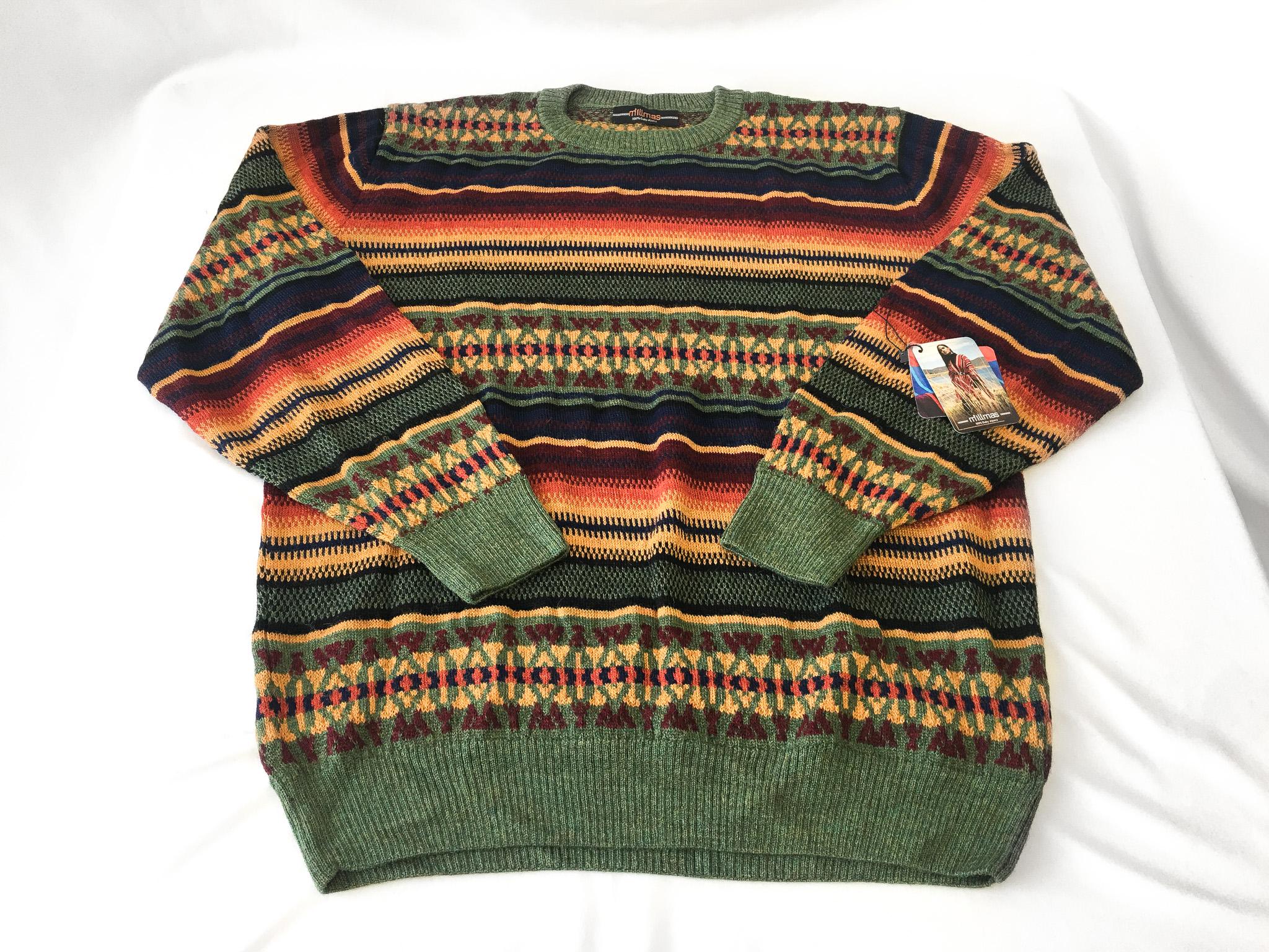トップス WACKOMARIA Vintage Palm tree Knit XL NWT Millmas Alpaca Wool Green Multicolor Abstract Geometric
