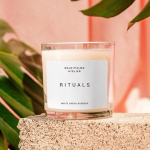 Lavender Scented Candle Soy Wax Lavender & Sage Relaxing Spa Candle &#39;Rituals&#39; Candle for Mom Gift for Her Housewarming Gift for Hostess