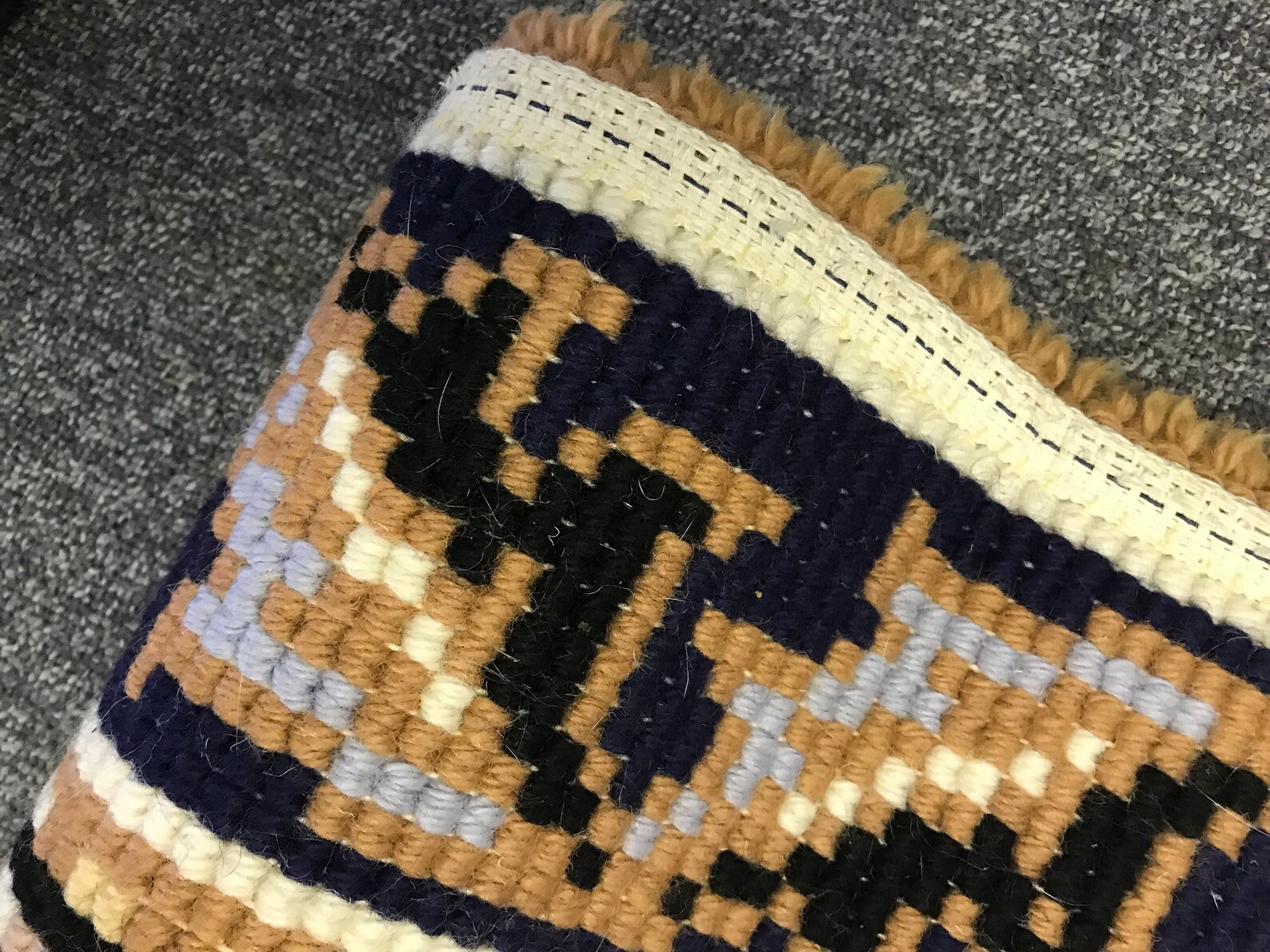 Vintage retro hand made latch hook rug 74 x 45 inch mid Etsy