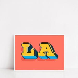 Affiche de typographie vintage de Los Angeles | Impression Los Angeles | Affiche de Los Angeles | Art mural de Los Angeles