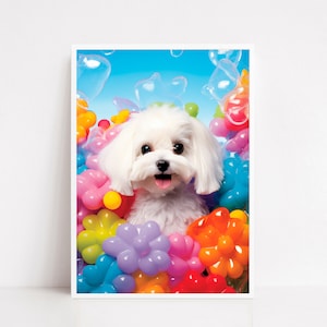 Maltese dog, Bichon Maltese dog, Dog poster, Dog Wall art, Gift For Dogs Lover, dog art, Dog home decor, Pet Portrait, animal poster