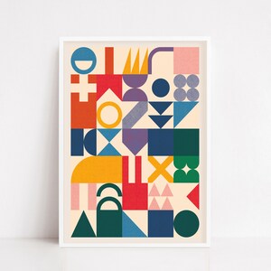 Abstract geometric poster / bauhaus poster / Mid century poster / art print / wall art poster