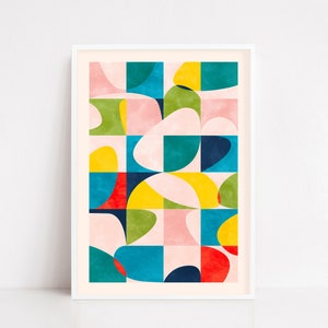 Abstract geometric poster / bauhaus poster / Mid century poster / art print / wall art poster