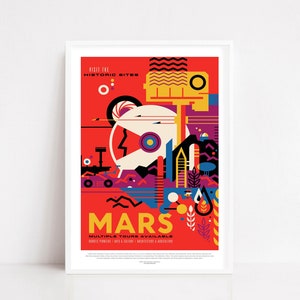 Nasa Mars posters / mars illustration print / vintage style poster / Nasa poster