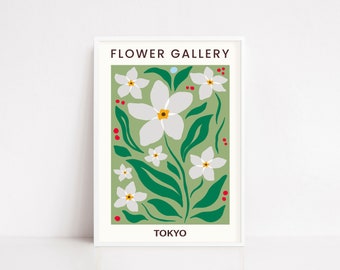 Mercado de flores de Tokio / Arte mural con flores / Impresión floral / Impresión artística con flores
