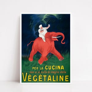 Póster vintage de Vegetaline - Lámina artística de Leonetto Cappiello - Póster publicitario francés - Decoración retro para pared de cocina - Ilustración gastronómica clásica
